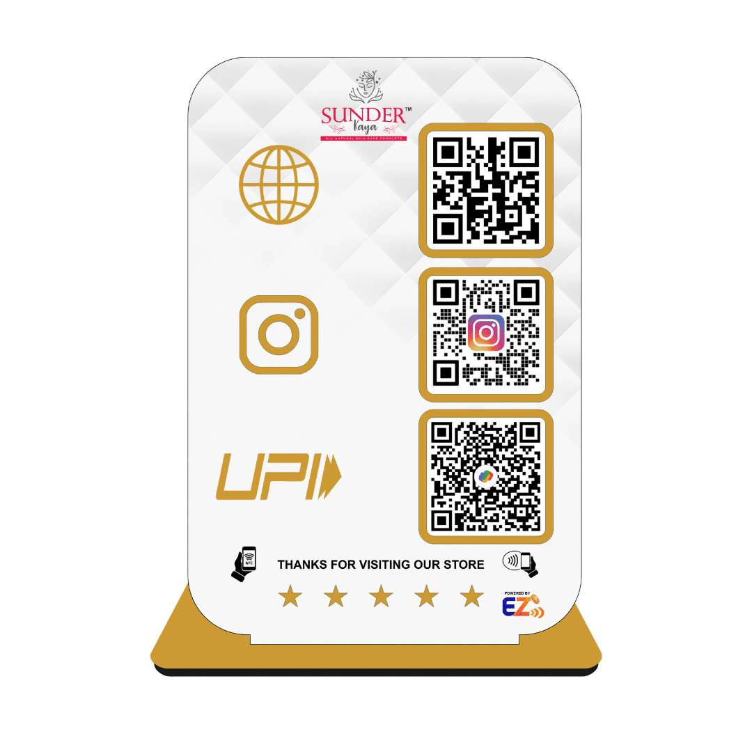 Smart NFC 3 QR Standee | UV Printed | Portrait Style