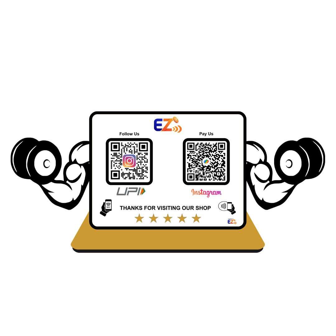 Customised Smart NFC 2 QR Standee | UV Printed | Gym Edition | White