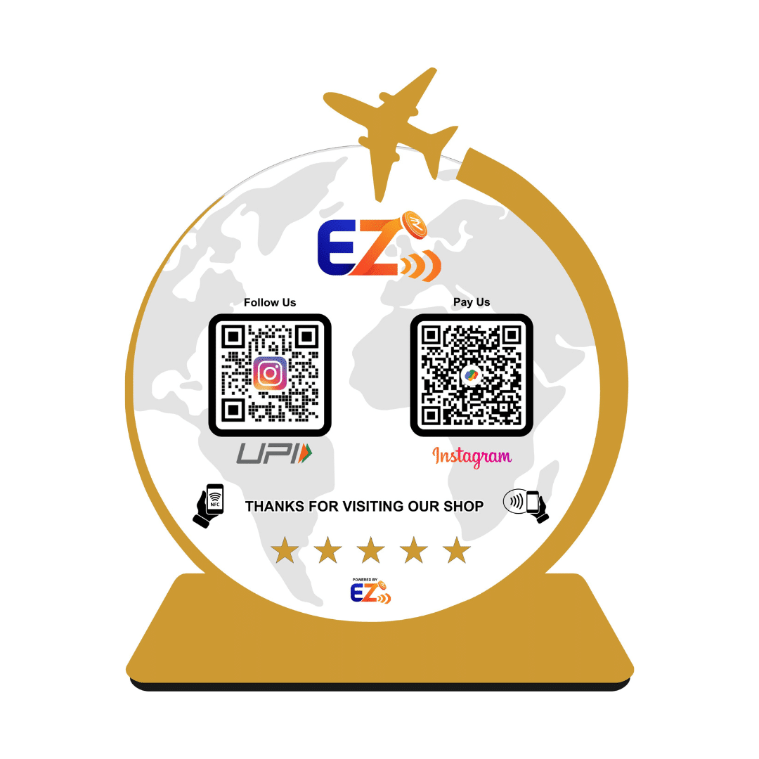 Customised Smart NFC 2 QR Standee | UV Printed | Tour and Travels | Globe Edition