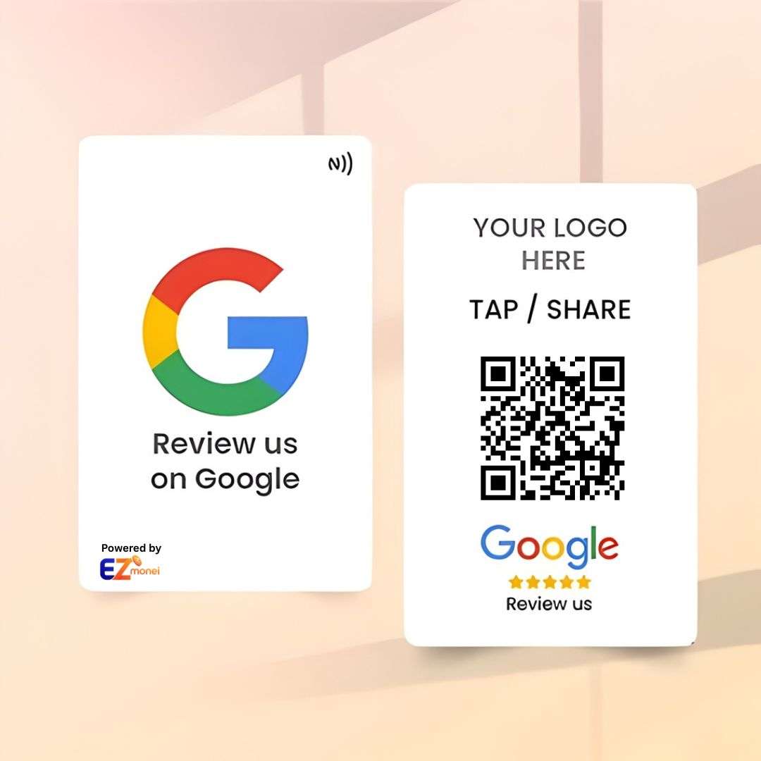 Custom NFC Google Review Card | Custom logo & Design Available | White 02