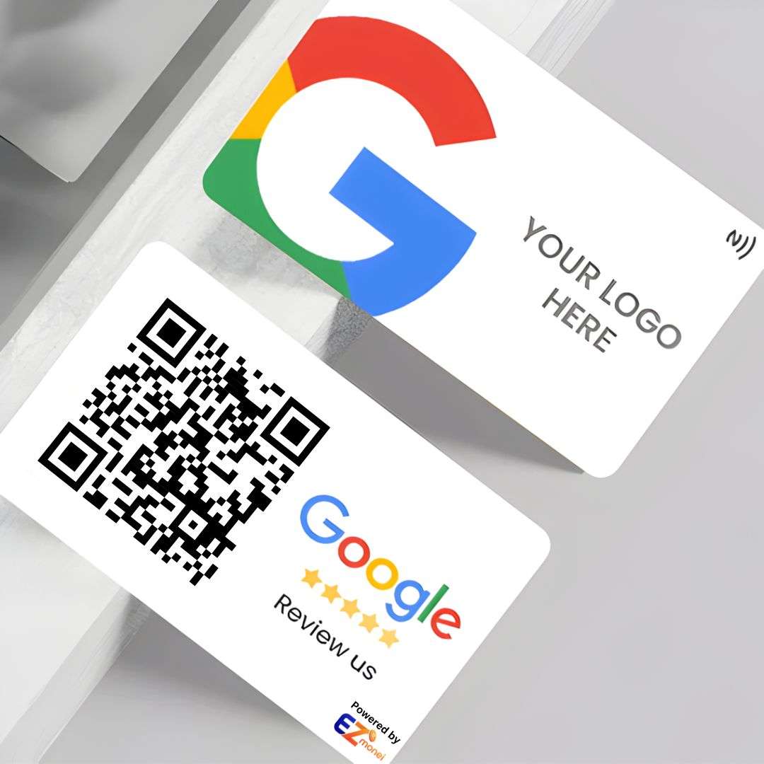 Custom NFC Google Review Card | Custom logo & Design Available | White 01
