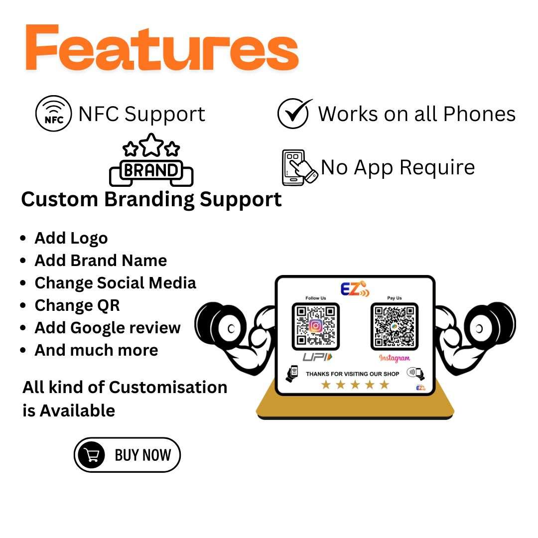 Customised Smart NFC 2 QR Standee | UV Printed | Gym Edition | White - Image 3