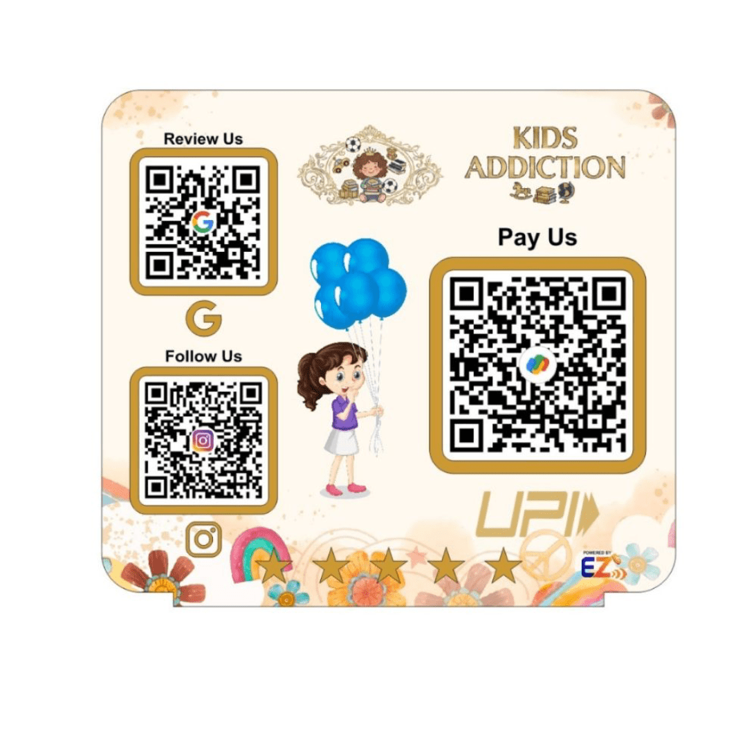 Smart NFC 3 QR Standee | UV Printed | Kids Addiction