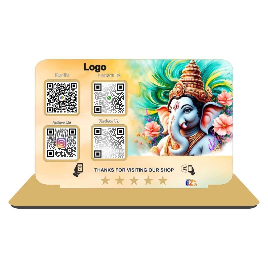 Customised Smart NFC 4 QR Standee | UV Printed | Ganesh Maharaj - Image 7