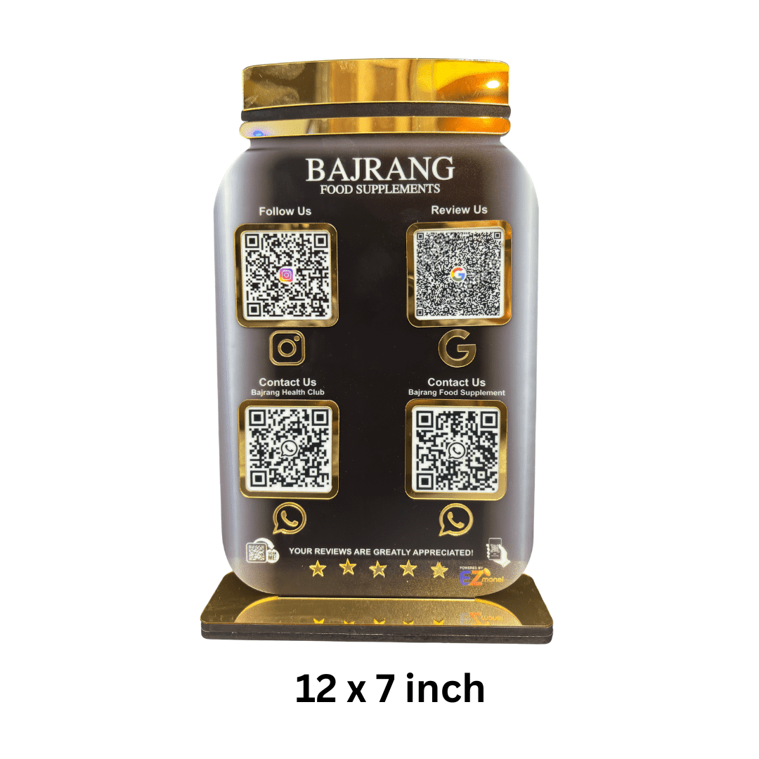 Smart NFC 4 QR Standee | UV Printed | Gym Custom Shape Standee | Supplement Style - Image 3