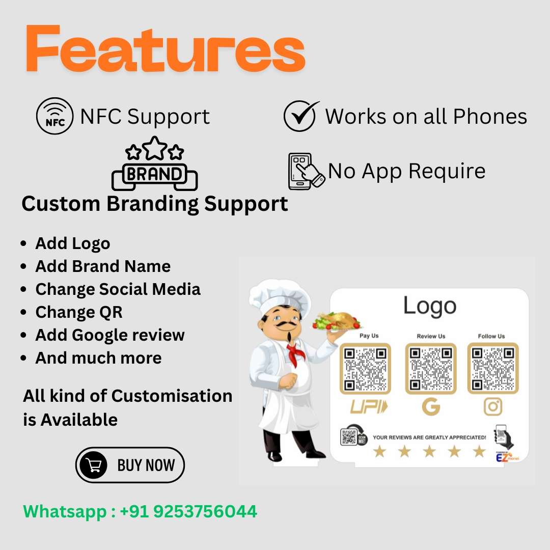 Smart NFC 3 QR Standee | UV Printed | Restaurant Chef | Custom Model (CUT OUT) - Image 3