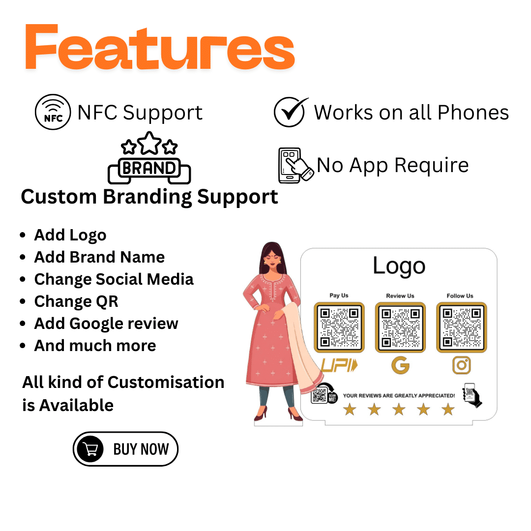 Smart NFC 3 QR Standee | UV Printed | Women Wear (CUT OUT) - Image 3