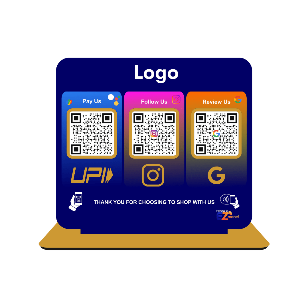 Smart NFC 3 QR Standee | UV Printed | Theme Based | Blue - Image 2