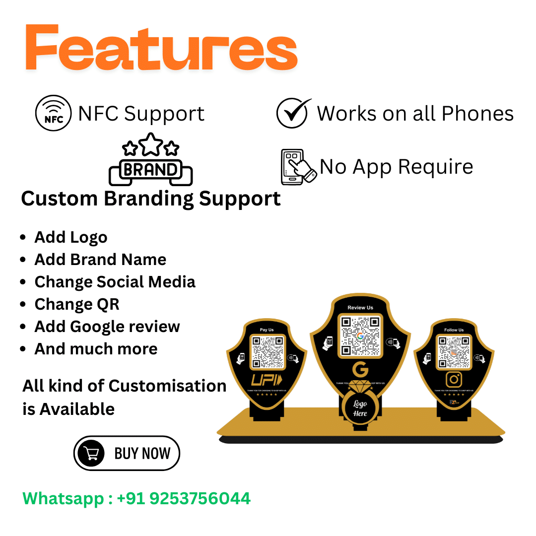 Customised Smart NFC 3 QR Standee | UV Printed | Jewellery Shop |D1 - Image 3