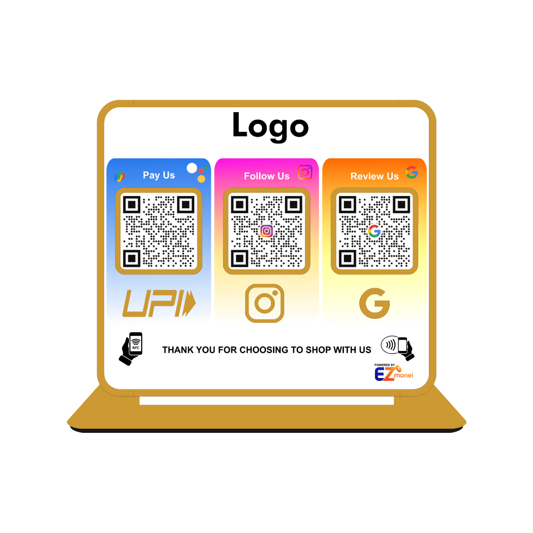 Premium Smart NFC 3QR Table Top Standee | Social Media Theme Edition | White - Image 3