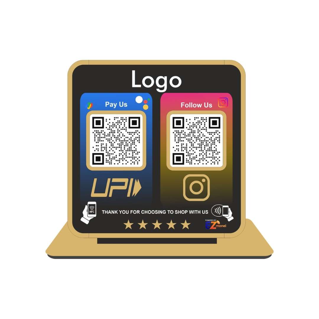Premium Smart NFC 2QR Table Top Standee | Social Media Theme Edition | Black - Image 2
