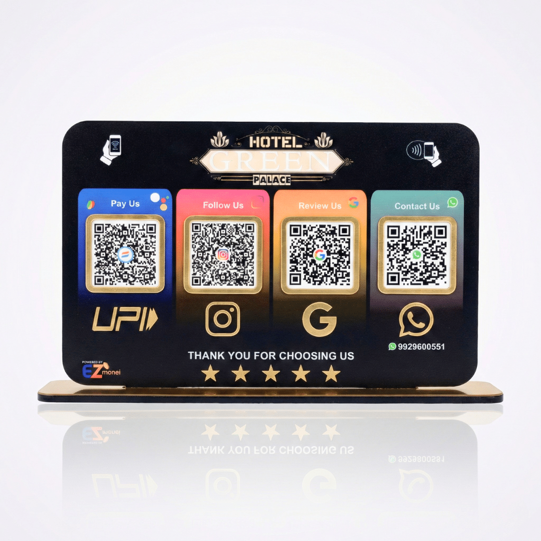 Smart NFC 4 QR Standee | UV Printed | Theme Based | Black