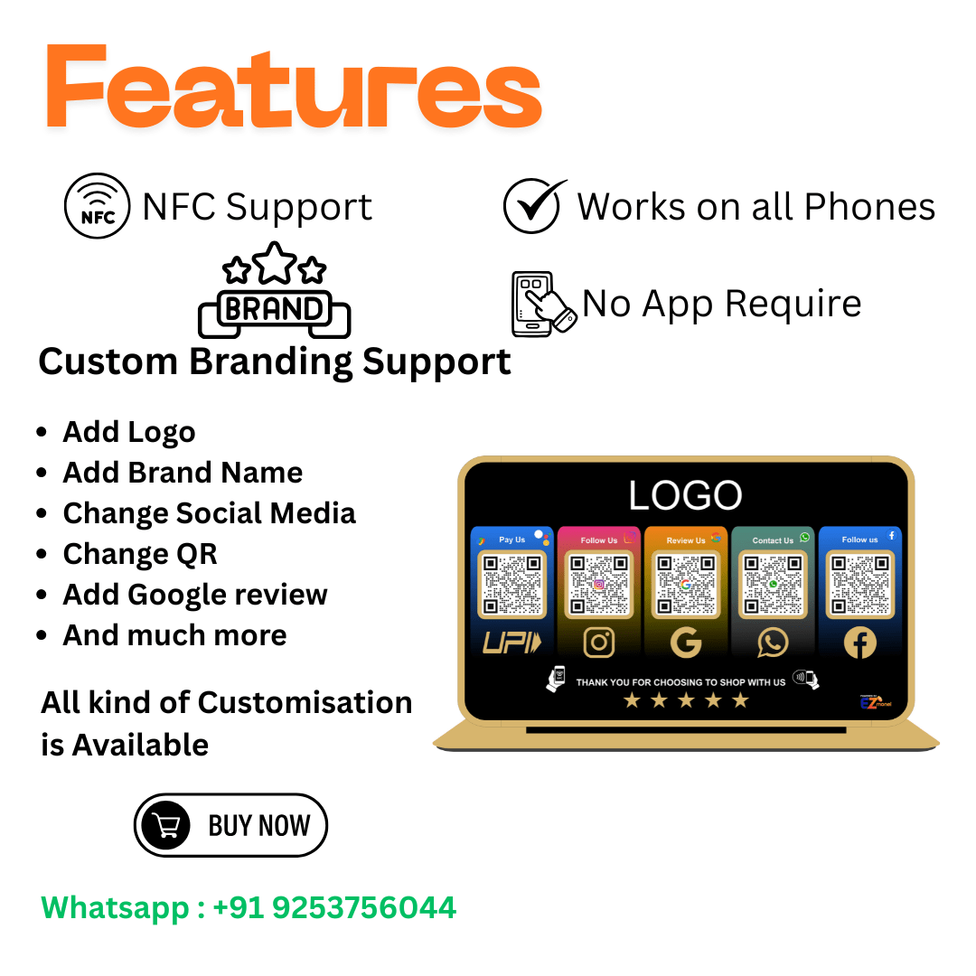 Smart NFC 5 QR Standee | UV Printed | Theme Based | Black - Image 3