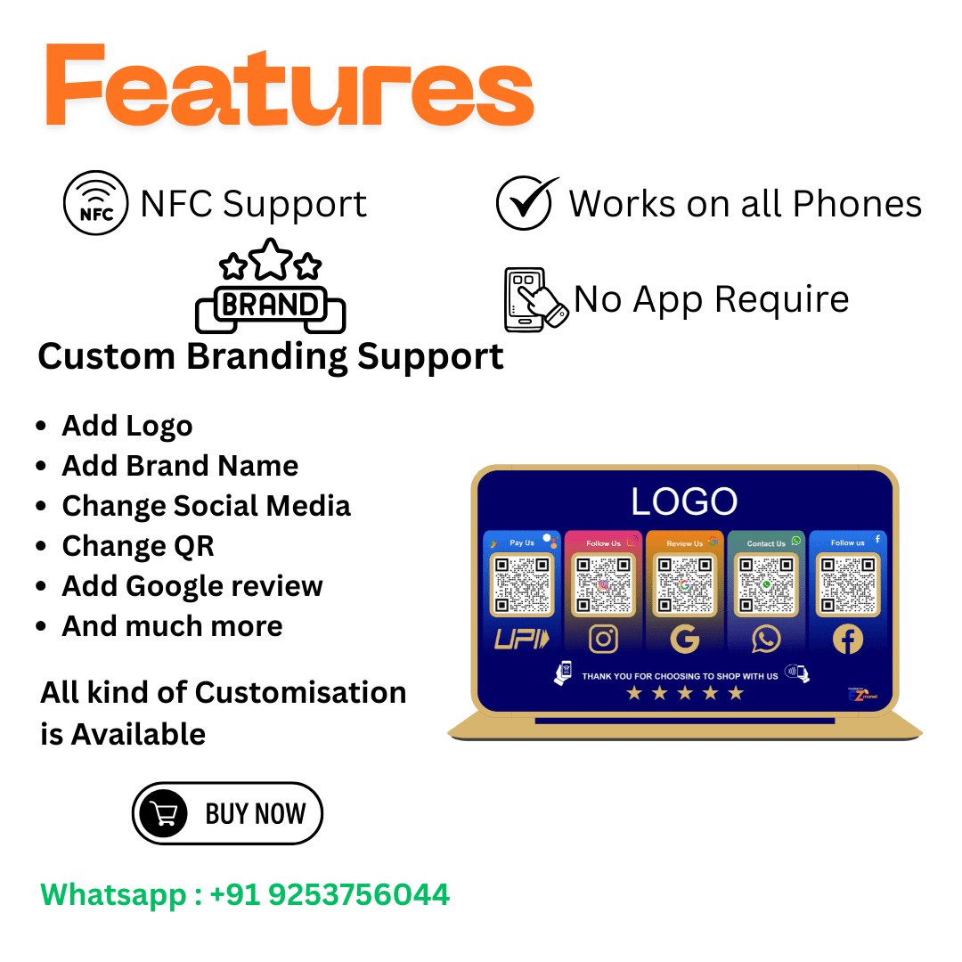 Smart NFC 5 QR Standee | UV Printed | Theme Based | Blue - Image 3