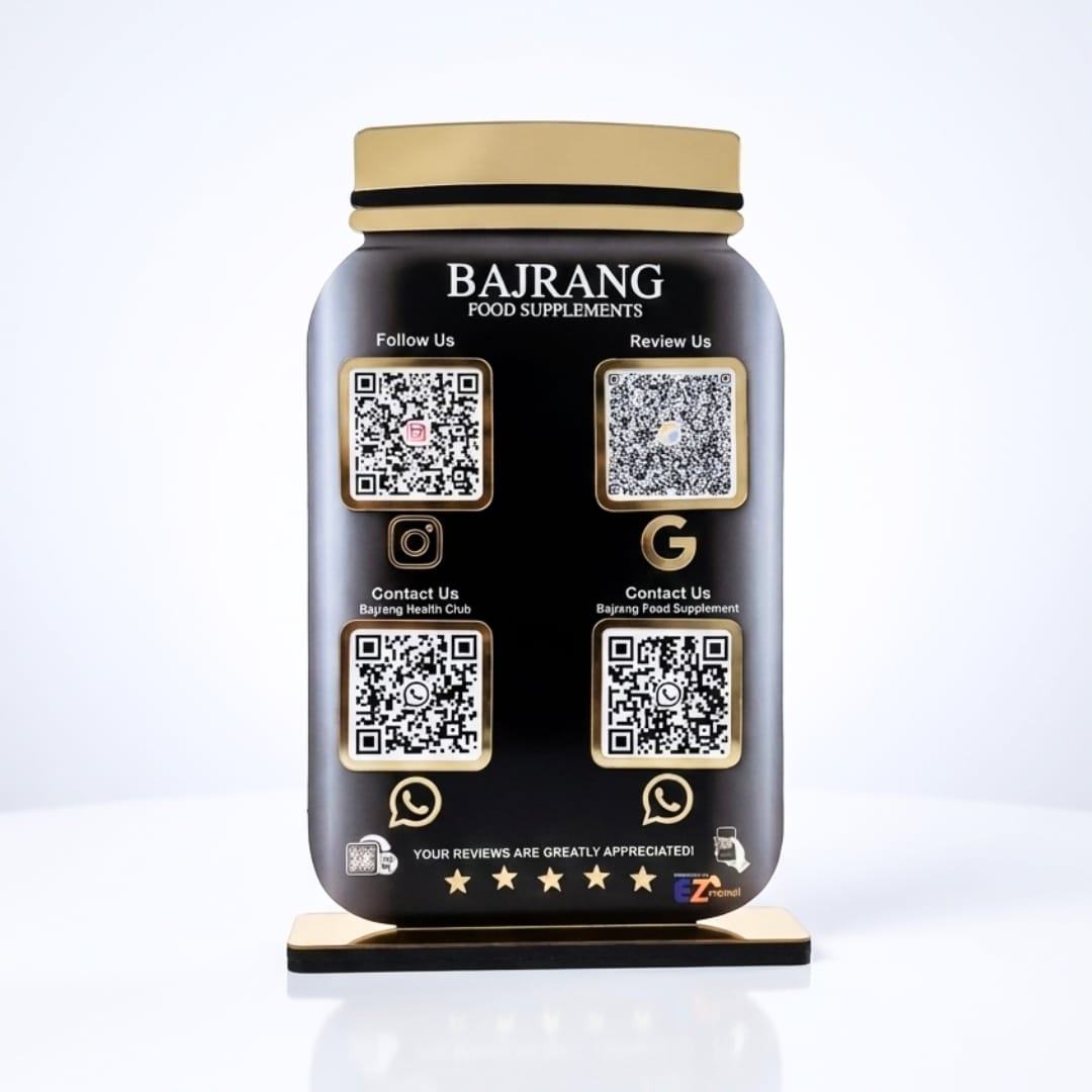 Smart NFC 4 QR Standee | UV Printed | Gym Custom Shape Standee | Supplement Style