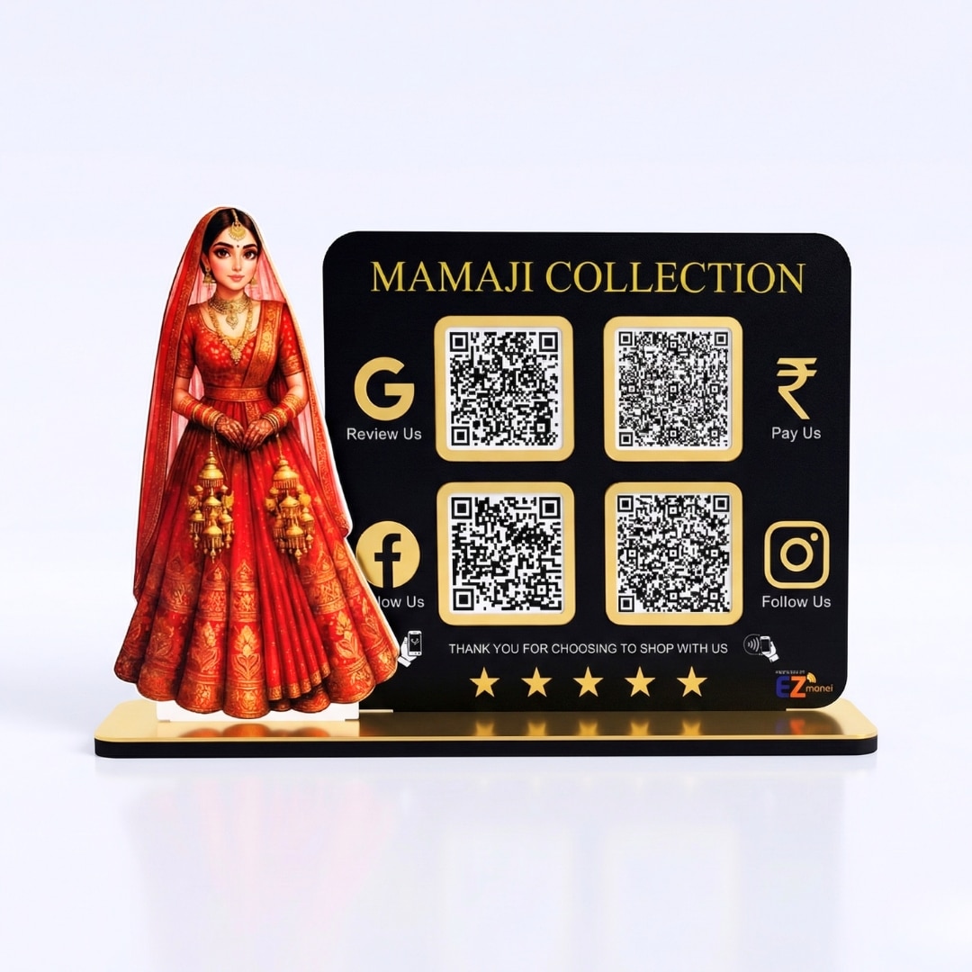 Bridal Cutout Smart NFC 4QR Standee - For Beauty Parlour & Garment Shop