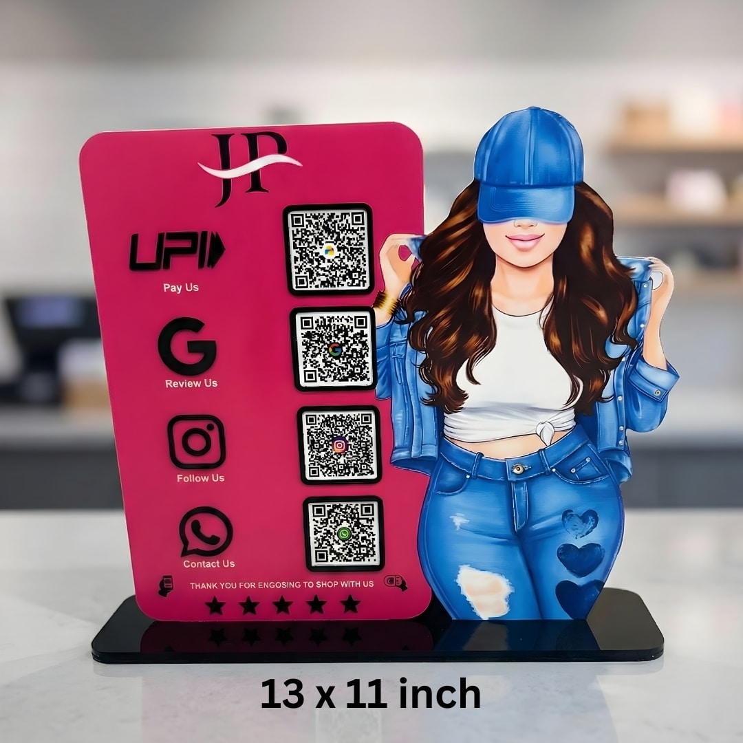 Modern Girl Smart NFC 4QR Standee - For Beauty Parlour & Garment Shop - Image 2