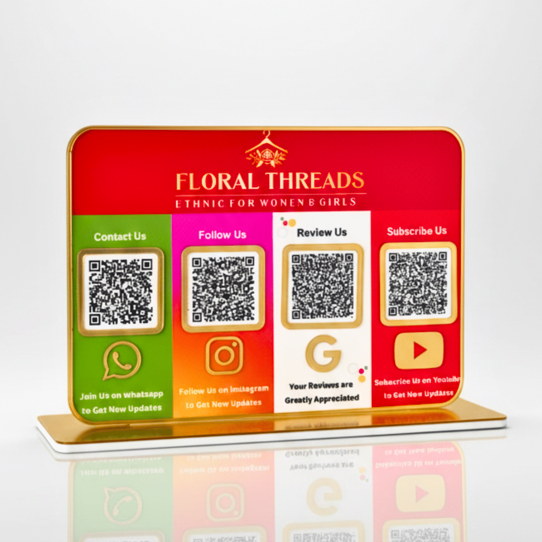 Premium Smart NFC 4 QR Standee | UV Printed | Complete Theme Based