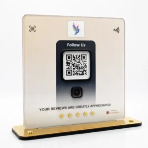 Signature 1 ScanBase standee with NFC QR for premium contactless interaction