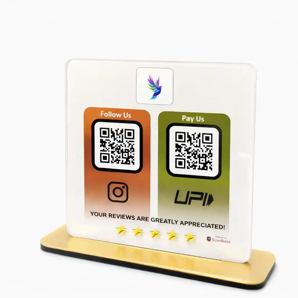Signature 2 in 1 ScanBase NFC QR standee for stylish contactless payments and digital engagemen