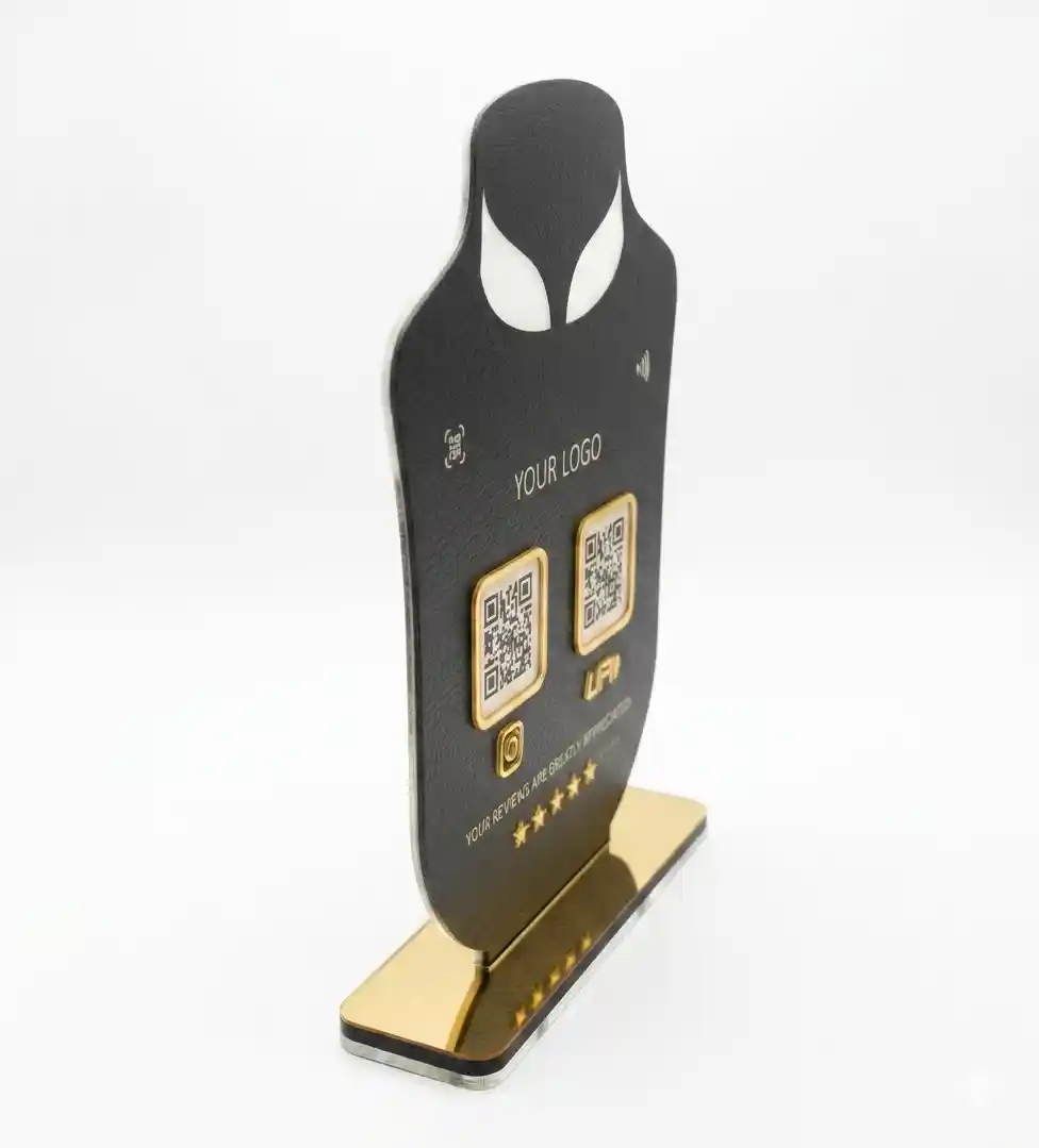 Legal advocate QR standee with 2 QR codes for client contact and consultation