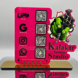 Tattoo Studio InkVibe 4-in-1 Scanbase Standee for QR booking, portfolio viewing, payments, and customer engagement