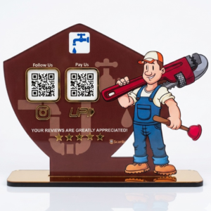 ScanBase Hardware Smart 2QR NFC standee with dual QR codes for product details and customer enquiries