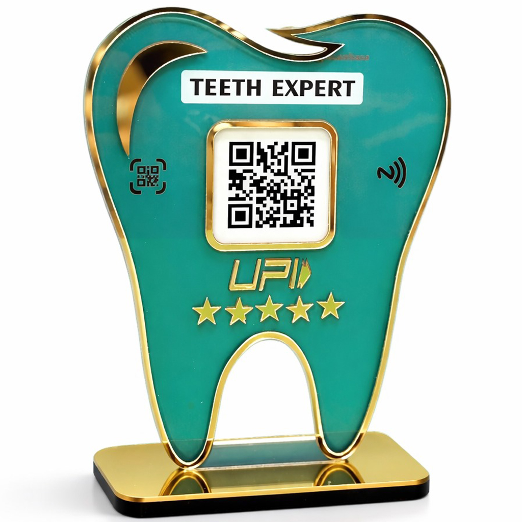 Dental clinic Dentify Scanbase Standee with QR code for appointment booking and patient information access