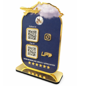 ScanBase Immigration Smart 2QR NFC standee with dual QR codes for visa services, consultation, and enquiries