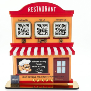 Restaurant DineTap 3-in-1 Scanbase Standee for QR menu ordering, payments, and customer engagement