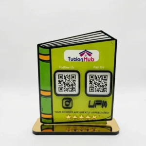 ScanBase 2 in 1 Bookstore QR Code Standee for payments and customer reviews with smart contactless engagement